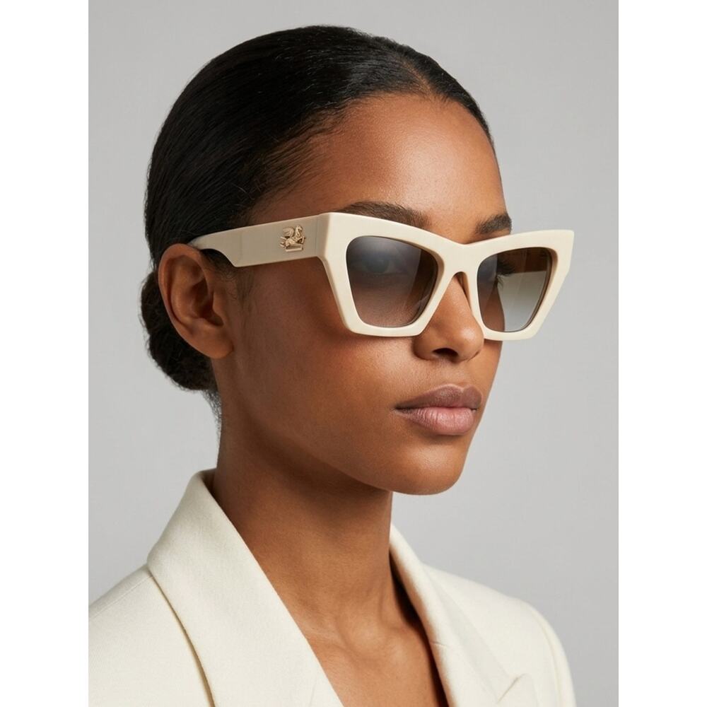 Etro ETRO0050/S 0SZJQR Cream Cat Eye Sunglasses with Gradient Lenses Authentic